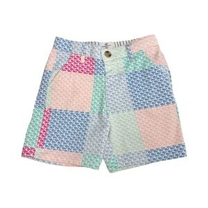 Vineyard Vines Girls Patchwork Pastel Pink Blue Cotton Shorts Size 4T